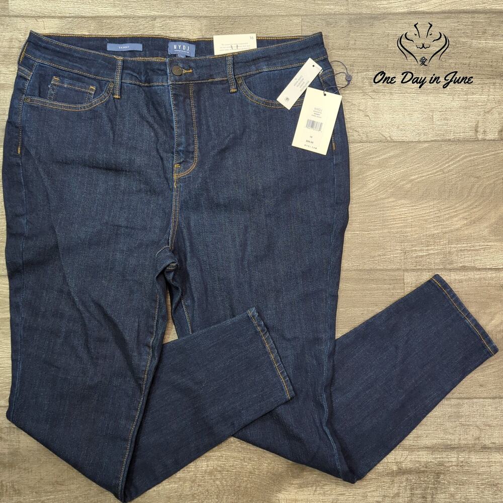 Not Your Daughter's Jeans Skinny Jeans Dark Wash Lift Tuck Stretch NWT Size 16